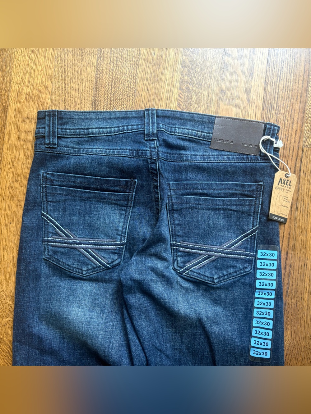 Axel NWT Denim Slim Bootcut Whiskered 32x30 Jeans never worn dark wash y2k